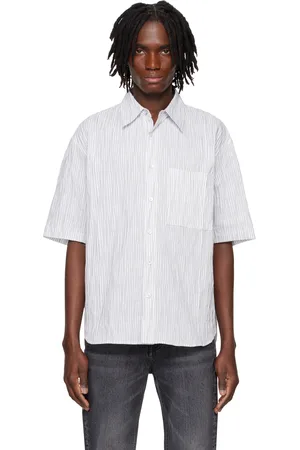 Solid Chemise à manches courtes blanc et noir à rayures