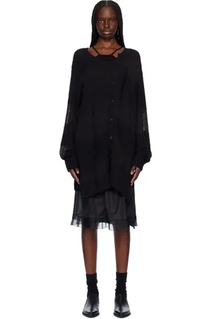 YOHJI YAMAMOTO Cardigan 5G Randome noir à effet usé - POUR HOMME