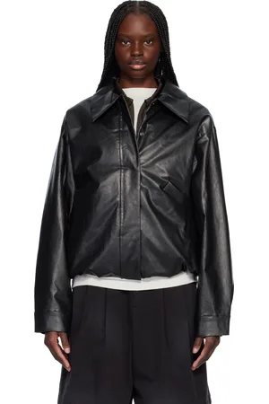 Kassl Editions Blouson aviateur court noir en toile enduite d