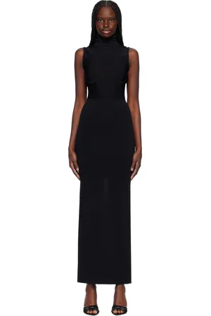 Nensi Dojaka Robe longue Gwyneth noire en tricot à corset