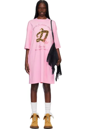 DOUBLET Robe courte PFW Tour rose à logos