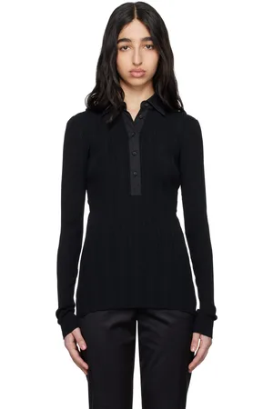 Totême Chemise noire en tricot à patte partielle