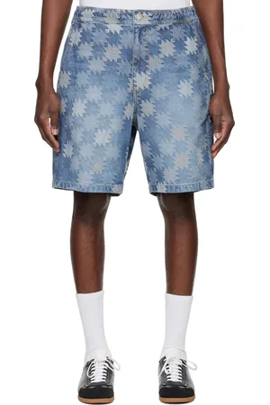 Solid Short bleu en denim à motif graphique