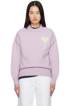 Ami Pull mauve en laine à logo Ami de cœur