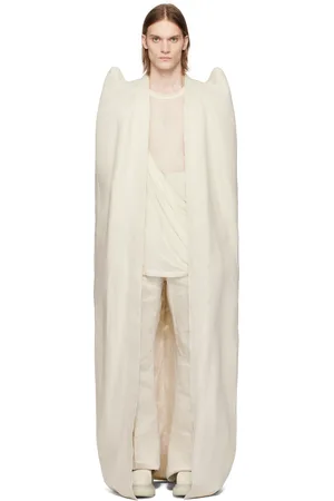 Rick Owens Manteau de style cape blanc cassé - Hollywood