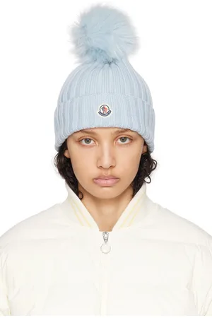 Moncler Bonnet bleu à pompon