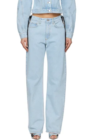MUGLER Jean droit bleu à ornements lacés