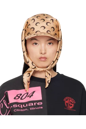 Marine Serre Casquette de style voile beige en sergé régénéré de soie exclusive à SSENSE