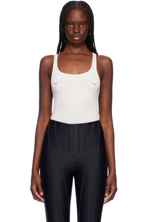 MUGLER Justaucorps de style débardeur blanc cassé à perçages