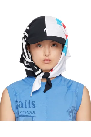 Marine Serre Casquette noir et blanc drapée en jersey régénéré de coton