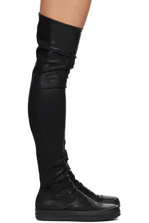 Rick Owens Bottes cuissardes de style chaussette noires - Hollywood