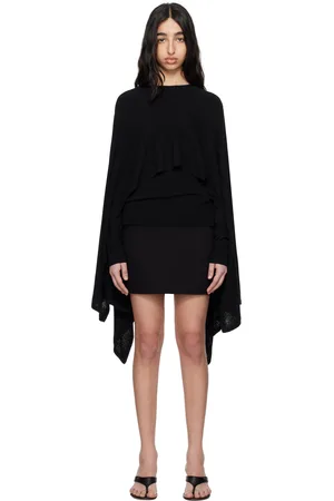 Totême Pull noir en tricot à empiècement de cape