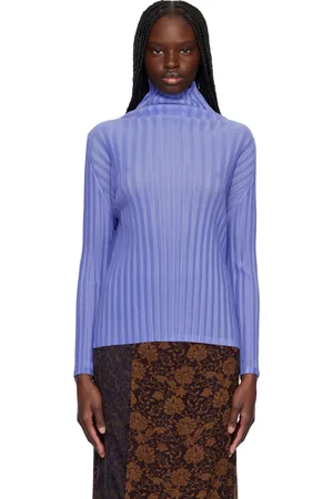 PLEATS PLEASE ISSEY MIYAKE Col roulé plissé February bleu