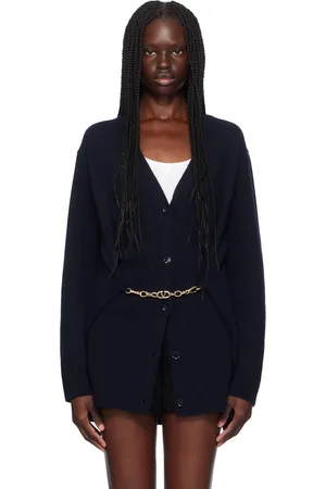 VALENTINO Cardigan bleu marine en laine vierge