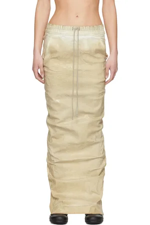 Rick Owens Jupe colonne longue à enfiler beige en denim - Hollywood