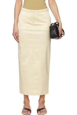 Totême Jupe midi droite blanc cassé