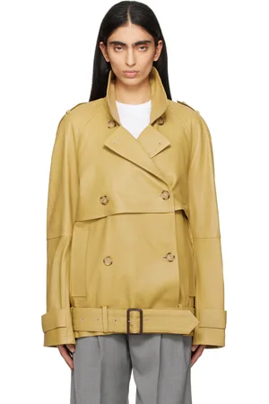 Totême Trench court brun clair en cuir