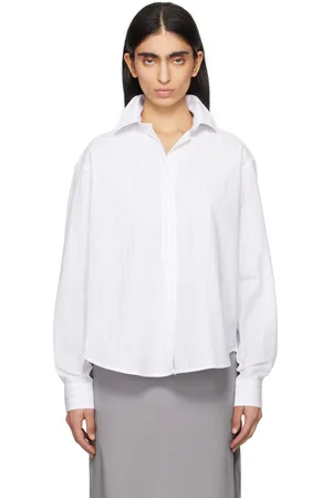 Totême Chemise blanc et blanc à monogramme et à rayures