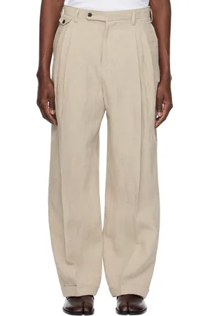 SOSHIOTSUKI Pantalon beige en lin lavé à plis