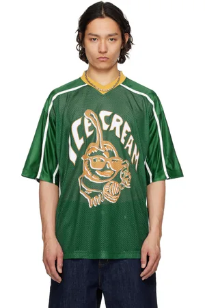 ICECREAM T-shirt de style soccer vert à appliqués à logo