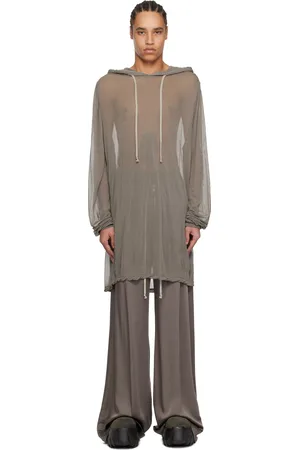 Rick Owens Pull à capuche gris en jersey crêpe de viscose - Hollywood