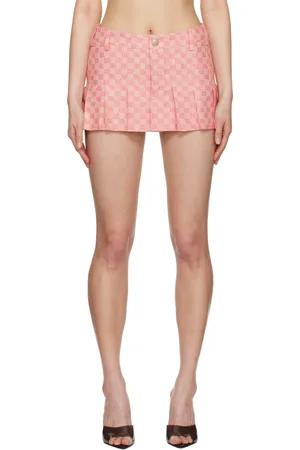 MISBHV Minijupe de style uniforme scolaire rose à monogramme exclusive à SSENSE