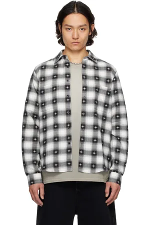AMIRI Chemise noir et blanc en flanelle à motif graphique