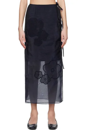 Cecilie Bahnsen Jupe midi April bleu marine