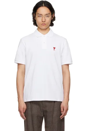 Ami Polo blanc en coton à logo Ami de cœur