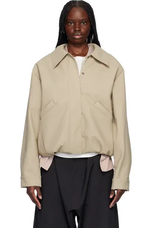 Kassl Editions Blouson aviateur court beige en caoutchouc