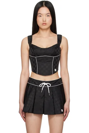 MISBHV Haut de style corset noir en nylon à monogramme