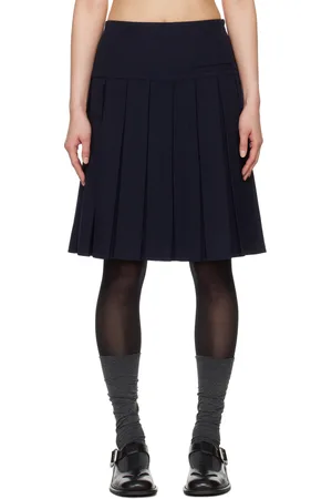Shushu/Tong Jupe midi trapèze bleu marine à plis