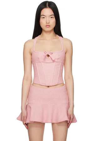 MISBHV Haut de style corset Paris rose en tweed