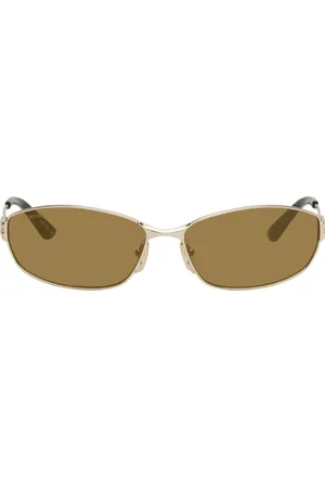 Balenciaga Lunettes de soleil rectangulaires Mercury dorées en métal