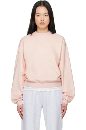SKIMS Pull molletonné rose à col ras du cou et à coupe classique - Cotton Fleece