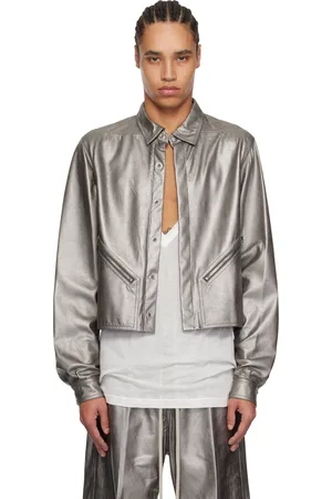Rick Owens Blouson Tour Alice gris acier en cuir - Hollywood