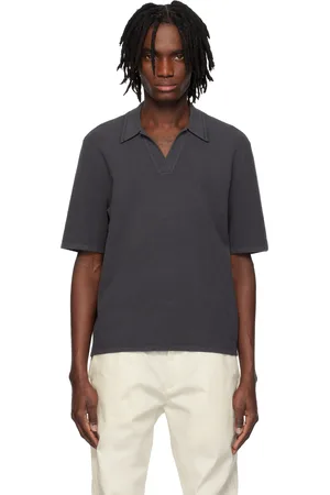 RAG&BONE Polo Johnny gris en tricot côtelé
