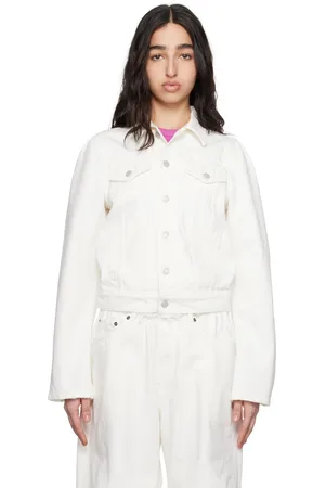 ALAINPAUL Blouson blanc en denim à épaules à pince