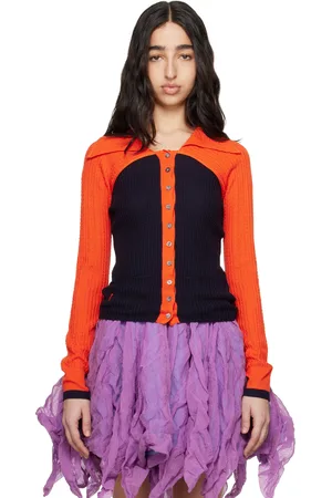Kiko Kostadinov Cardigan Rover bleu marine et orange en tricot