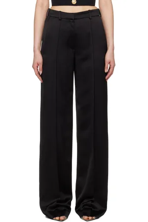 Balmain Pantalon façon tailleur droit noir en satin