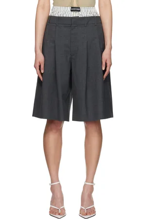 Marine Serre Short façon costume gris en sergé suprarecyclé