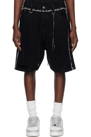 MASTERMIND JAPAN Short noir en denim à coutures inversées