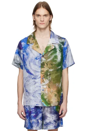 Balmain Chemise multicolore à image de la Terre imprimée