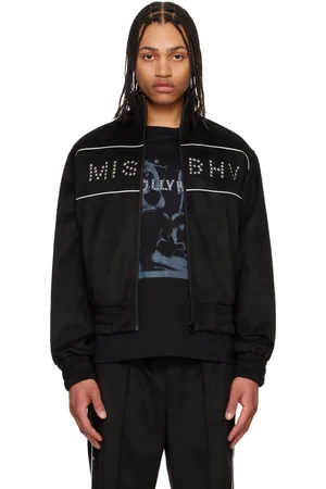MISBHV Blouson de survêtement noir en suède synthétique à clous graphiques