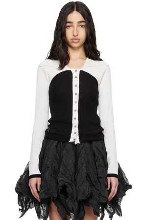 Kiko Kostadinov Cardigan Rover noir et blanc en tricot
