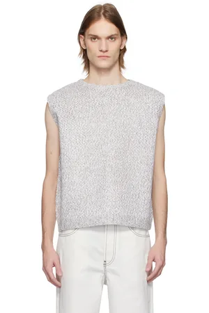 KARMUEL YOUNG Gilet gris en tricot à col ras du cou