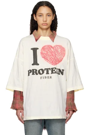 DOUBLET T-shirt comprimé blanc cassé à image de steak