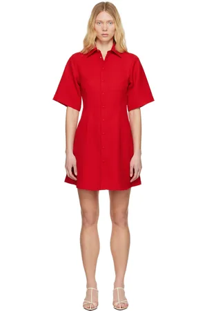 Ami Robe courte à manches courtes rouge en laine