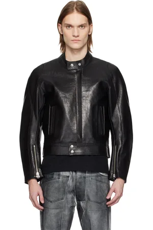 KARMUEL YOUNG Blouson motard deux façons noir en cuir à poches