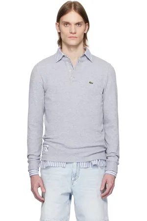Lacoste Henley gris en tricot gaufré